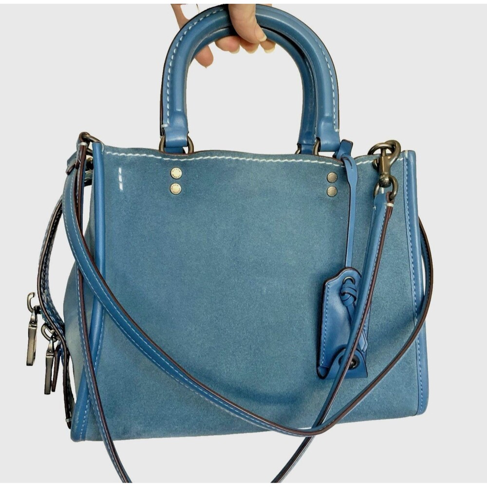 COACH Rogue 25 Tote Shoulder Bag 10486 Suede Glove tanned Leather Blue